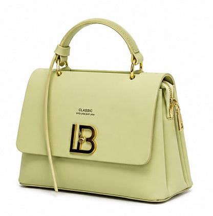 PISTACHIO GREEN CLASSIC STRUCTURED HANDBAG WITH LB GOLD LOGO