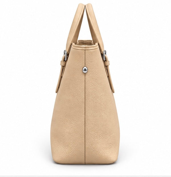 BEIGE STRUCTURED TOTE HANDBAG
