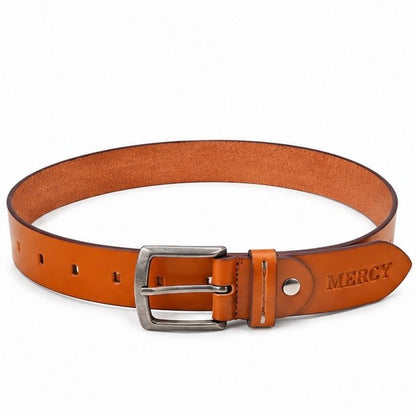 ORANGE LEATHER BELT WITH SILVER BUCKLE