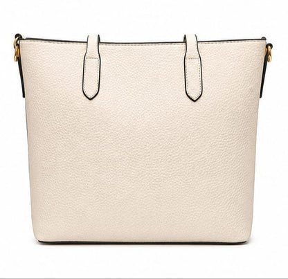 ELEGANT CREAM PEBBLED LEATHER TOTE BAG