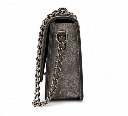 VINTAGE EMBOSSED FLORAL CHAIN SHOULDER BAG