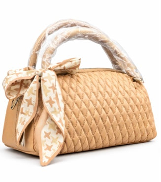 BEIGE QUILTED LUXURY HANDBAG FOR WOMEN