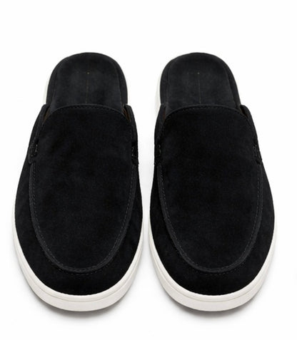 MEN'S BLACK SUEDE SLIP-ON MULE LOAFERS – CASUAL COMFORT BACKLESS SHOES