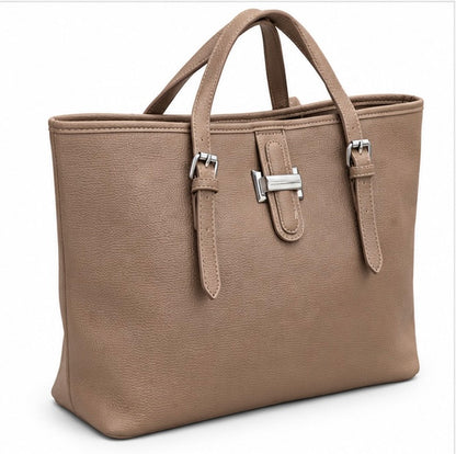 TAUPE STRUCTURED TOTE HANDBAG