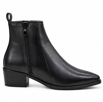 BLACK LEATHER POINTED TOE ANKLE BOOTS FOR MEN