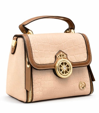 BEIGE CROC TEXTURE LUXURY HANDBAG FOR WOMEN