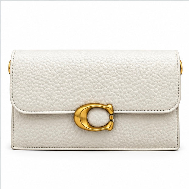 WHITE QUILTED FLAP SHOULDER BAG