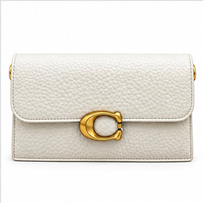 WHITE QUILTED FLAP SHOULDER BAG