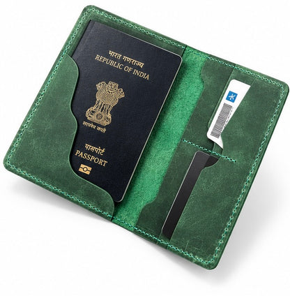 VINTAGE LEATHER PASSPORT HOLDER – GREEN