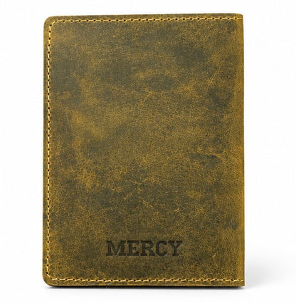 VINTAGE LEATHER PASSPORT HOLDER – OLIVE