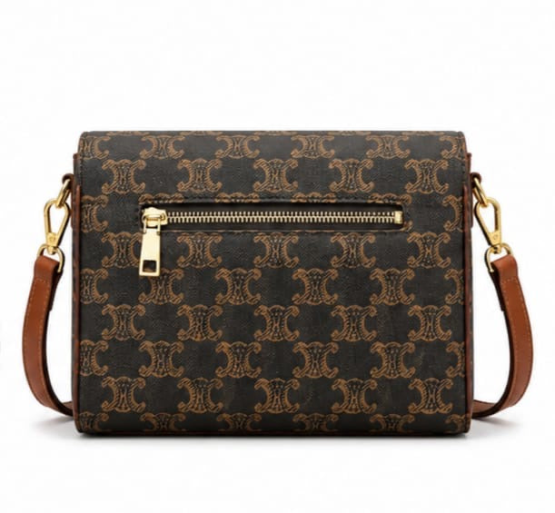 VINTAGE MONOGRAM PRINT CROSSBODY SHOULDER BAG