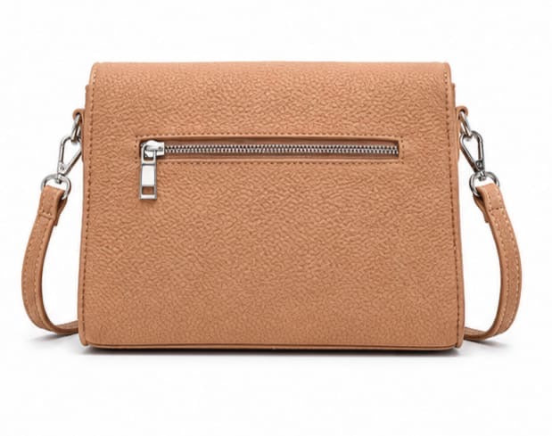 BEIGE MINI CROSSBODY FLAP BAG