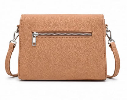 BEIGE MINI CROSSBODY FLAP BAG
