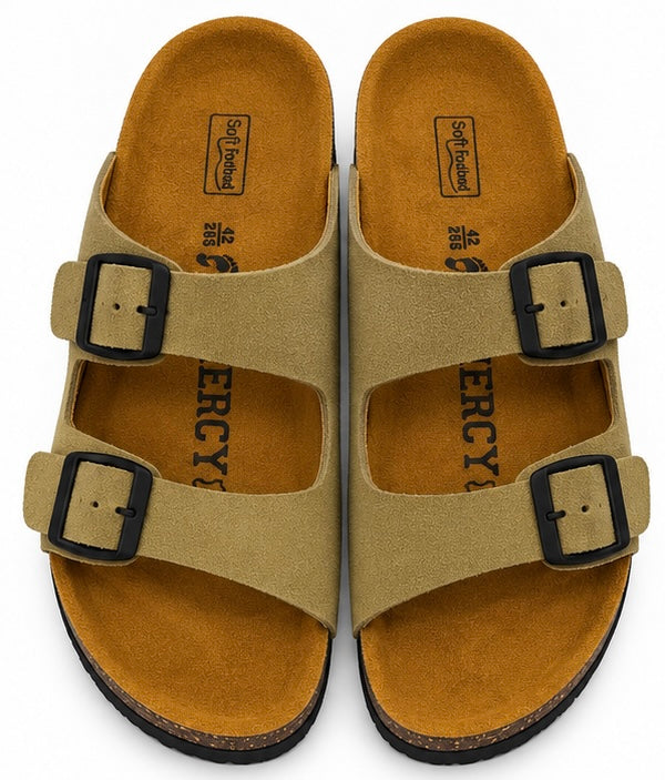 MEN’S DOUBLE-BUCKLE SANDALS – BEIGE