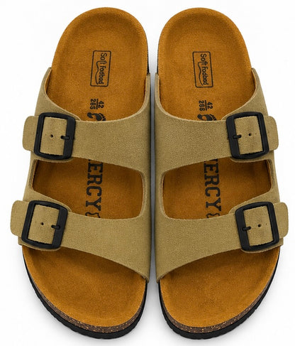 MEN’S DOUBLE-BUCKLE SANDALS – BEIGE