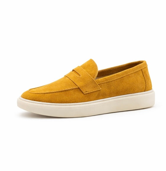 MEN PREMIUM SUEDE PENNY LOAFERS – MUSTARD