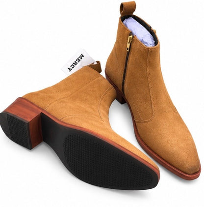 PREMIUM TAN SUEDE POINTED TOE CHELSEA BOOTS