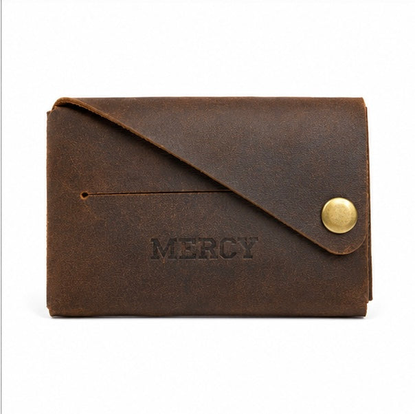 MERCY VINTAGE BROWN GENUINE LEATHER SLIM CARD HOLDER WALLET