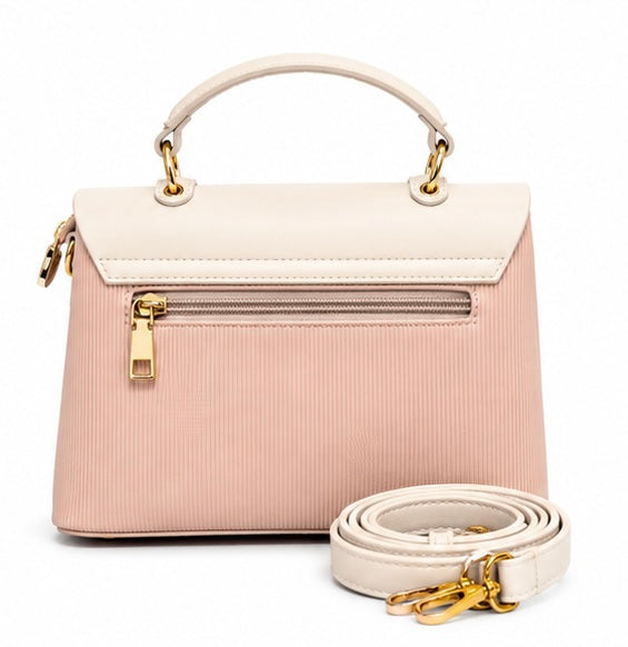 BLUSH PINK & DUSTY PINK STRUCTURED HANDBAG WITH LB LOGO