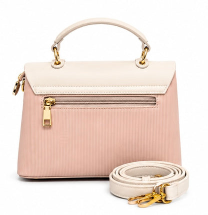 BLUSH PINK & DUSTY PINK STRUCTURED HANDBAG WITH LB LOGO