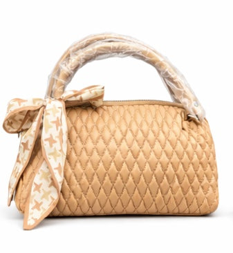 BEIGE QUILTED LUXURY HANDBAG FOR WOMEN