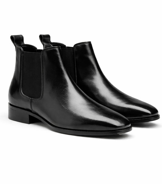 BLACK LEATHER CHELSEA BOOTS FOR MEN – CLASSIC SLIP-ON FORMAL & CASUAL WEAR
