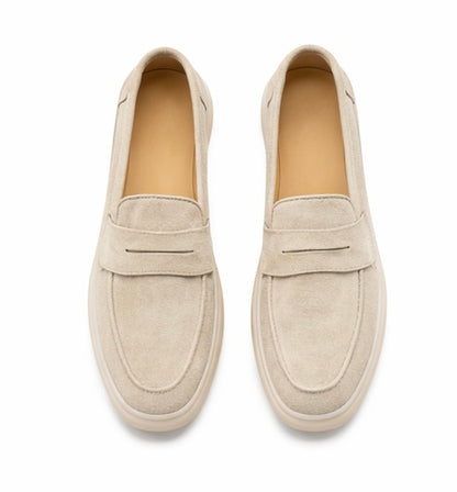 MEN PREMIUM SUEDE PENNY LOAFERS – BEIGE