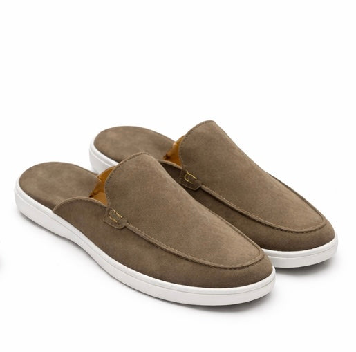 MEN'S BROWN SUEDE SLIP-ON MULE LOAFERS – CASUAL COMFORT FLAT SHOES