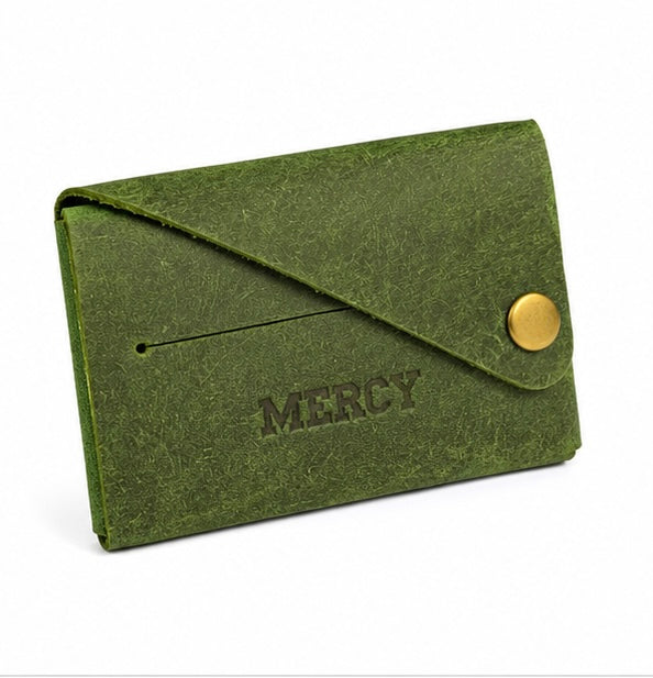 MERCY VINTAGE GREEN GENUINE LEATHER SLIM CARD HOLDER WALLET