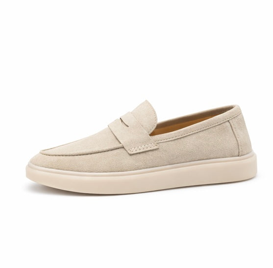 MEN PREMIUM SUEDE PENNY LOAFERS – BEIGE