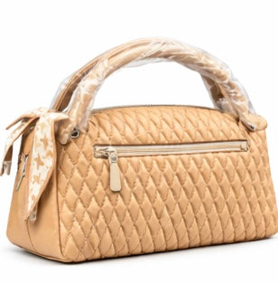 BEIGE QUILTED LUXURY HANDBAG FOR WOMEN
