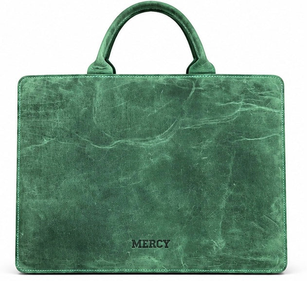 VINTAGE LEATHER LAPTOP BAG – GREEN