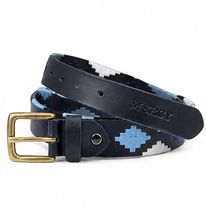 BLACK & BLUE GEOMETRIC WOVEN BELT