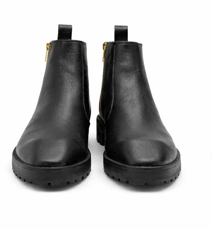 PREMIUM BLACK LEATHER ZIP CHELSEA BOOTS