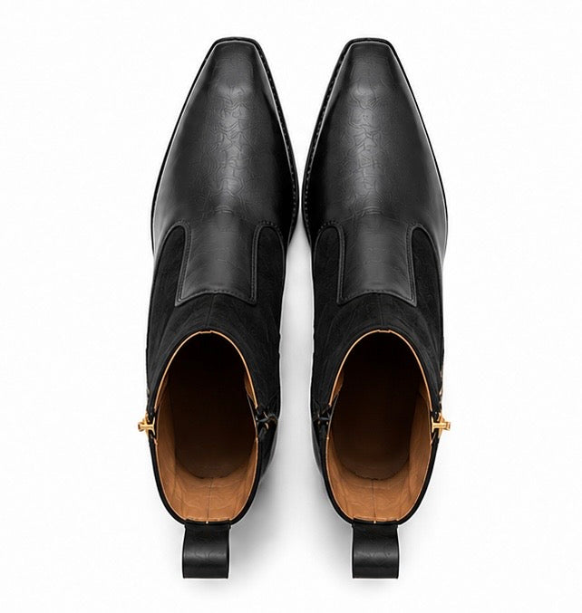 MEN’S PREMIUM BLACK ZIP CHELSEA BOOTS – MODERN LEATHER FORMAL ANKLE BOOTS