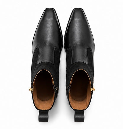 MEN’S PREMIUM BLACK ZIP CHELSEA BOOTS – MODERN LEATHER FORMAL ANKLE BOOTS