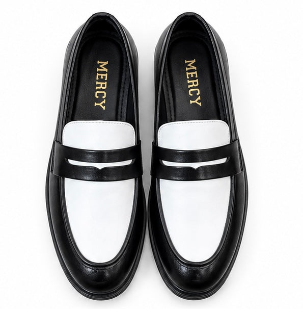 BLACK & WHITE TWO-TONE PENNY LOAFERS FOR MEN