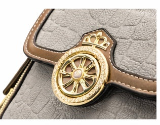 GREY CROC TEXTURE LUXURY HANDBAG FOR WOMEN