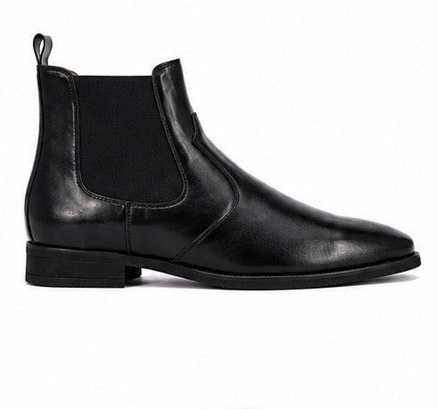 Black Premium Leather Zipper Ankle Boots For Men