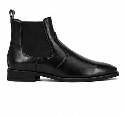 Black Premium Leather Zipper Ankle Boots For Men