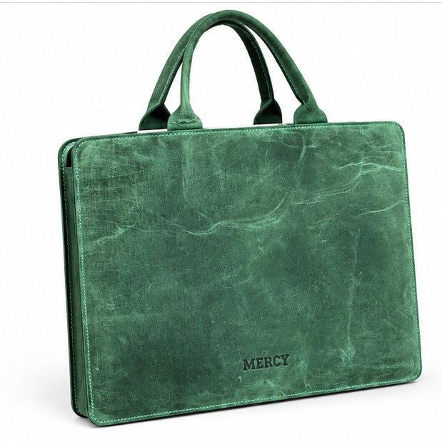 VINTAGE LEATHER LAPTOP BAG – GREEN