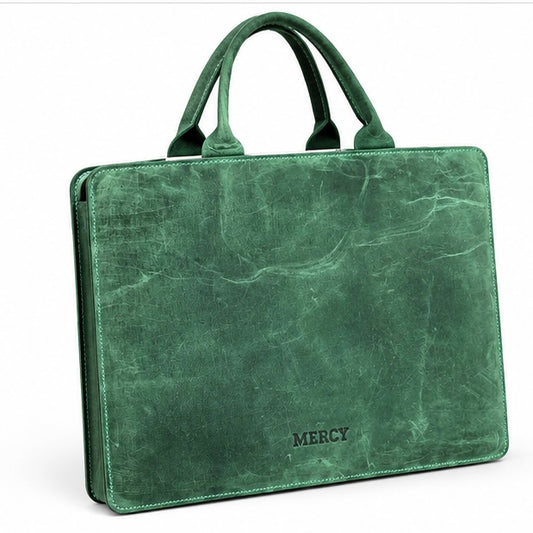 VINTAGE LEATHER LAPTOP BAG – GREEN