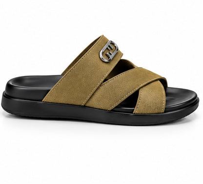 MEN’S CROSS-STRAP SLIDES