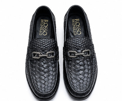 BLACK TEXTURED METAL BIT LOAFERS