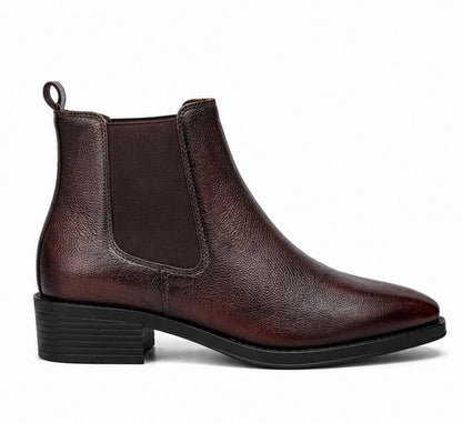 MEN’S PREMIUM DARK BROWN CHELSEA BOOTS – PEBBLED LEATHER FORMAL & CASUAL ANKLE BOOTS