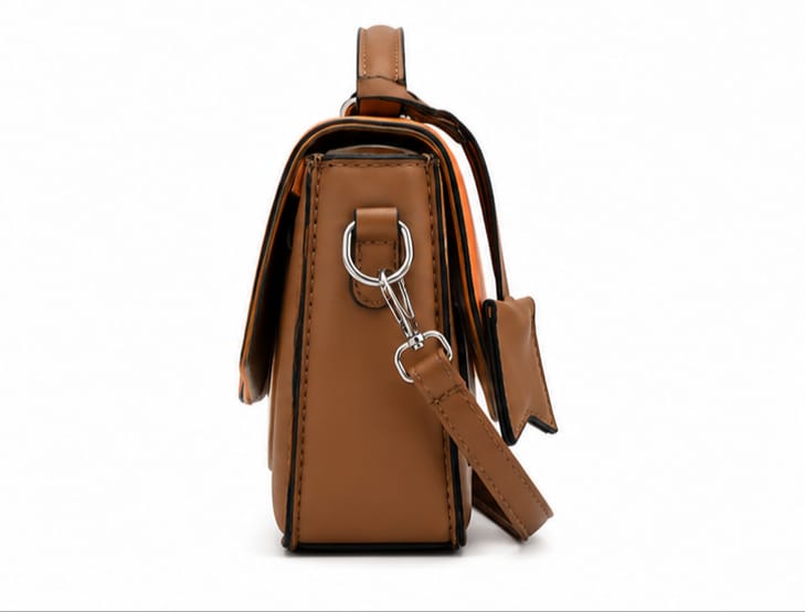 ORANGE COLOR BLOCK SHOULDER & CROSSBODY HANDBAG