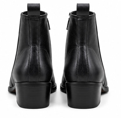 BLACK LEATHER POINTED TOE ANKLE BOOTS FOR MEN