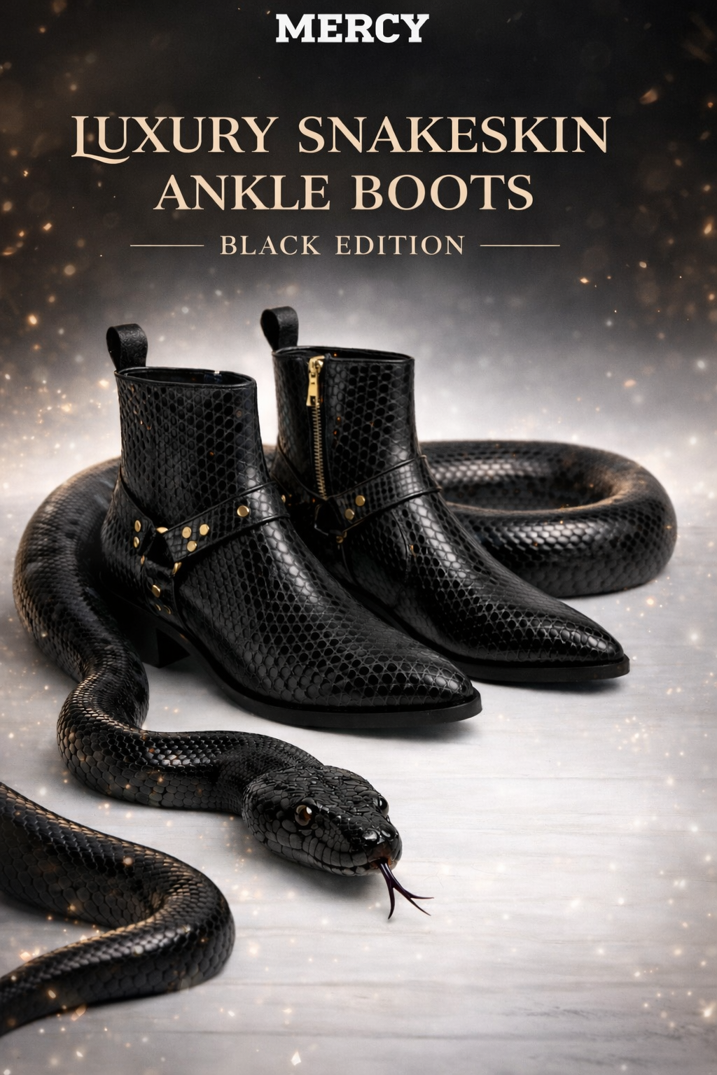 THE GILDED EDGE ANKLE BOOT (BLACK WITH GOLD ACCENTS)