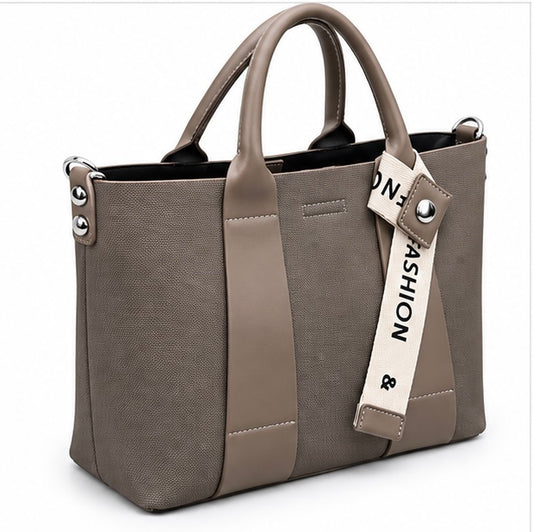 TAUPE MULTI-COMPARTMENT TOTE BAG