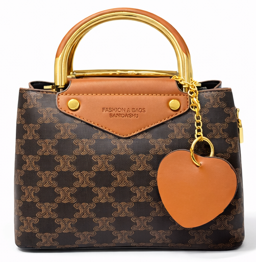 LUXURY MONOGRAM TOP HANDLE HANDBAG WITH GOLD HARDWARE